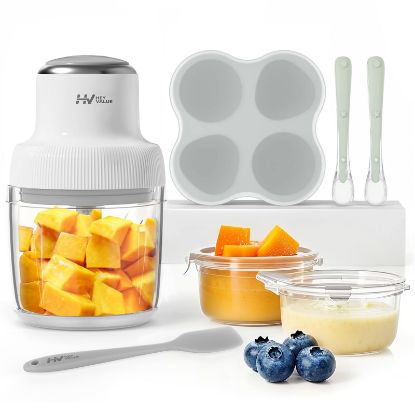 Picture of Baby Food Maker, HEYVALUE 13-in-1 Larger Baby Food Processor Set, Fruit, Vegatable, Meat, Puree Blender with Baby Food Freezer Tray, Silicone Spoons, Spatula,20 OZ(Gray)
