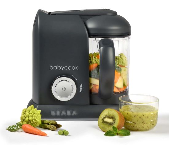 Picture of BEABA Babycook Solo 4 in 1 Baby Food Maker, Puree Steamer and Blender for Purees, Grinder with Auto Steam Cooking, Lrg Capacity 1,100 mL/ 37 oz, 27 Servings in 20 Mins, (Charcoal)