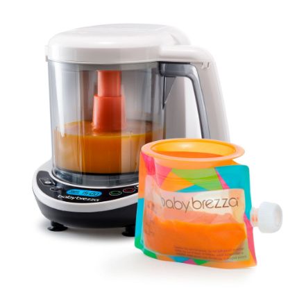 Picture of Baby Brezza One Step Baby Food Maker Deluxe - Auto shut Off, Dishwasher Safe Cooker and Blender to Steam + Puree Organic Food for Infants + Toddlers - Set of 3 Pouches + 3 Funnels