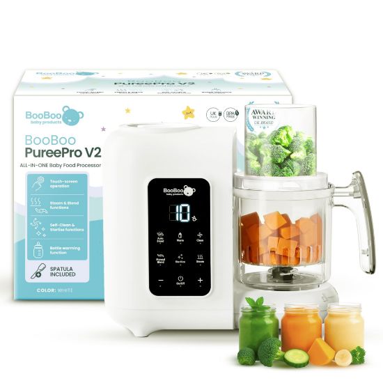 Picture of BooBoo Baby PurePro V2 5-in-1 Baby Food Maker - Multifunctional Puree Blender, Auto Cooking & Grinder Chopper - Baby Food Processor with Steamer, Bottle Warmer, Sterilizer & Self Cleaning Operation