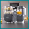 Picture of Babymoov Duo Meal Station Grey: Multi-Speed Baby Food Maker Steamer and Puree Blender, Baby Food Processor that warms & defrosts (Nutritionist Approved)