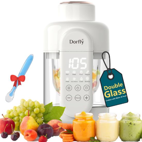 Picture of Dorfly Baby Food Maker Glass 12oz Steamer and Blender Glass Reservoir & Bowl 9 in 1 Baby Puree Maker Dishwasher Safe Food Blender, Timer, Recipe