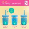 Picture of Elk and Friends 10oz Stainless Steel Kids + Toddler Drinking Cups | The Original Mason Jar with Sleeves + Lids | Silicone Straws | Smoothies | Storage Jar | Spill Resistant | Dishwasher Safe | 4 Pack