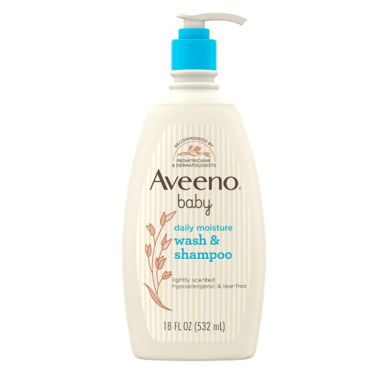 Picture of Aveeno Baby Daily Moisture Gentle Body Wash & Shampoo with Oat Extract, 2-in-1 Baby Bath Wash & Hair Shampoo, Tear- & Paraben-Free for Hair & Sensitive Skin, Lightly Scented, 18 fl. oz