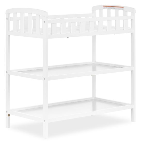 Picture of Dream On Me Emily Changing Table, Compact and Lightweight, Solid New Zealand Pinewood, Elevated Safety Rails, Two Storage Shelves, Includes Water-Resistant 1" Changing Pad - White