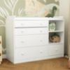 Picture of Timechee Changing Table Dresser, Baby Classic Nursery Dresser with 5 Drawers and 2 Shelves, Multi-Functional Baby Changing Table, Diaper Changing Station for Children's Room, White
