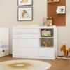 Picture of Timechee Changing Table Dresser, Baby Classic Nursery Dresser with 5 Drawers and 2 Shelves, Multi-Functional Baby Changing Table, Diaper Changing Station for Children's Room, White