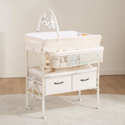 Picture of Maydolly Baby Changing Table, Maydolly Portable Foldable Changing Table, Waterproof Diaper Changing Station, Adjustable Height Changing Station, Mobile Nursery for Newborn and Infant