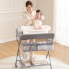 Picture of Baby Changing Table with Wheels, Maydolly Portable Adjustable Height Folding Diaper Station with Nursery Organizer & Storage Rack for Newborn Baby and Infant (Light Grey)