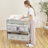 Picture of BabyBond Portable Baby Changing Table with 2 Storage Baskets, Foldable Changing Table Dresser Diaper Changing Table Height Adjustable Changing Station for Infant and Newborn(Beige)