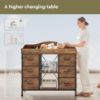 Picture of Yetom Changing Table, 6-Drawer Baby Dresser with Changing Table top,Waterproof Diaper Changing Station & Pad, 2 Height-Adjustable Open Storage Shelves, Mobile Nursery Organizer, Rustic Brown