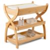 Picture of Comfy Cubs Baby Changing Table - Sturdy Wood Construction, Timeless Look Baby Change Table with Two Open Shelves for Infant Daycare Essentials Storage - Natural Wood