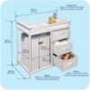 Picture of Badger Basket Modern Baby Changing Table - Nursery Furniture with Laundry Hamper and 3 Storage Drawers - Diaper Changing Station with Safety Belt, Changing Pad, and Organizer Baskets - White
