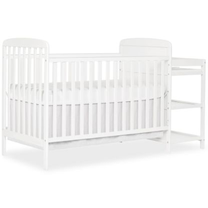 Picture of Dream On Me Anna 3-in-1 Convertible Full-Size Baby Crib & Changer with Storage in White, GreenGuard Gold & JPMA, Pinewood, Converts to Day & Toddler Bed, 3 Mattress Heights, 1 Changing Pad