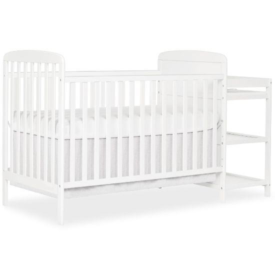 Picture of Dream On Me Anna 3-in-1 Convertible Full-Size Baby Crib & Changer with Storage in White, GreenGuard Gold & JPMA, Pinewood, Converts to Day & Toddler Bed, 3 Mattress Heights, 1 Changing Pad