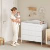 Picture of YeTom Baby Changing Table with 9 Fabric Boxes, Waterproof Diaper Changing Station & Pad, Mobile Nursery Diaper Changing Table, Baby Furniture, White