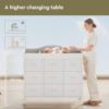 Picture of YeTom Baby Changing Table with 9 Fabric Boxes, Waterproof Diaper Changing Station & Pad, Mobile Nursery Diaper Changing Table, Baby Furniture, White