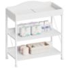 Picture of Yetom Baby Changing Table, Diaper Changing Station with Pad and Wheels, Two-Tier Open Storage Shelves, Waterproof Diaper pad & Safety Strap, Compact Baby Furniture for Nursery, White