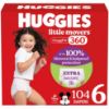 Picture of Huggies Size 6 Baby Diapers, Little Movers HuggFit 360 Baby Diapers with 360 Waistband, Size 6 (35+ lbs), 104 Count (2 Packs of 52), Packaging May Vary