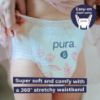 Picture of Pura Hypoallergenic Diaper Pants Size 8 (41+ lbs) Overnight, up to 12 Hours Leak Protection, Suitable for Sensitive Skin, Totally Chlorine Free, Soft Organic Cotton, 3 Packs of 15 (45 Pull Up Pants)