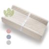 Picture of Organic Cotton Contoured Baby Changing Pad w/Waterproof Foam Mattress, Includes Soft, Removable & Washable Cover, Safety Strap, Non-Slip Bottom, Topper for Standard Size Infant Diaper Table & Dresser
