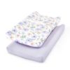 Picture of TILLYOU Changing Pad Cover Girl Set in Soft Jersey Material - Fits 32"/34''x16 Contoured Pad for Babies, Brilliant Little Flowers and Purple