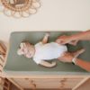 Picture of Konssy 2 Pack Muslin Changing Pad Covers for Boys, Ultra Soft & Breathable Cotton Baby Diaper Changing Table Covers, Neutral Nursery Diaper Changing Pad Sheets (Fog Green,Cream)