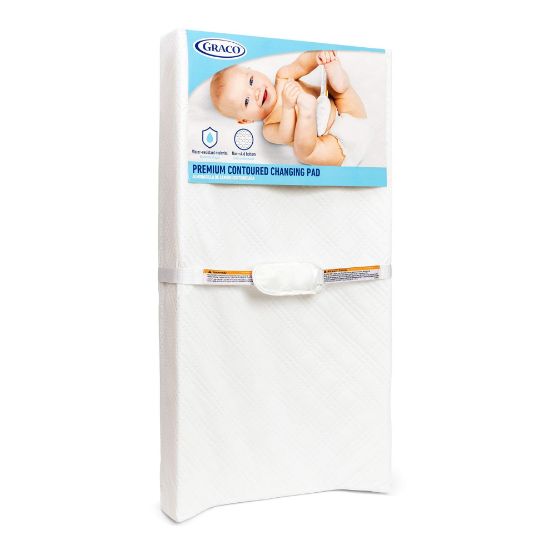 Picture of Graco Premium Contoured Changing Pad - GREENGUARD Gold Certified, Water-Resistant, Ultra-Soft Buckle Cover, Contoured Baby Changing Pad, Fits Most Standard-Size Changing Toppers, Non-Skid Bottom