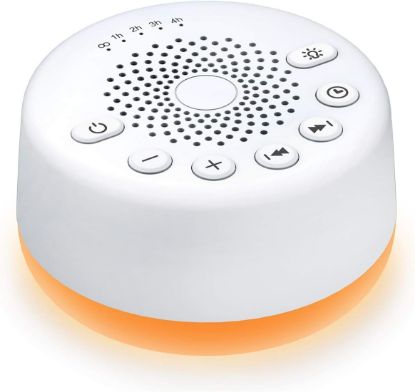 Picture of Sound Machine Easysleep White Noise Machine with 25 Soothing Sounds and Night Lights with Memory Function 32 Levels of Volume and 5 Sleep Timer Powered by AC or USB for Sleeping Relaxation (White)