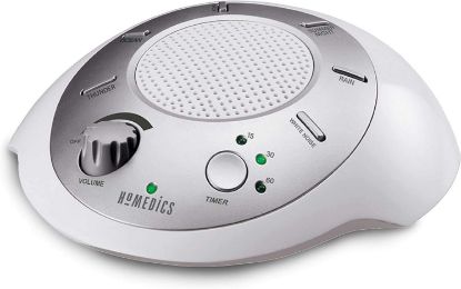 Picture of Homedics SoundSleep White Noise Sound Machine, Silver, Small Travel Size with 6 Relaxing Nature Sounds, Portable Therapy for Home, Office, Nursery, Auto-Off Timer