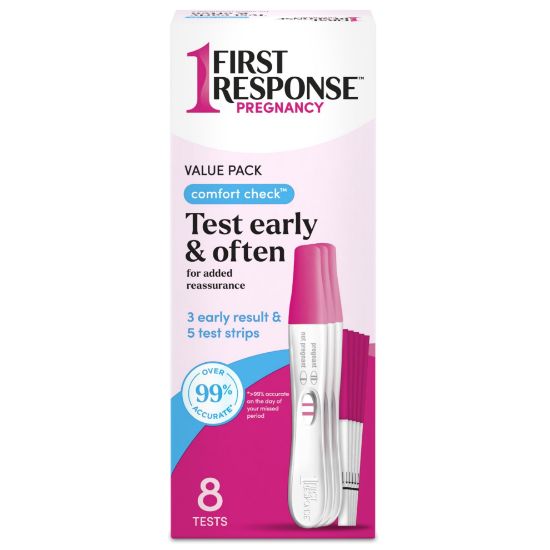 Picture of FIRST RESPONSE Comfort Check Pregnancy Test, 8 Count, Pink & White