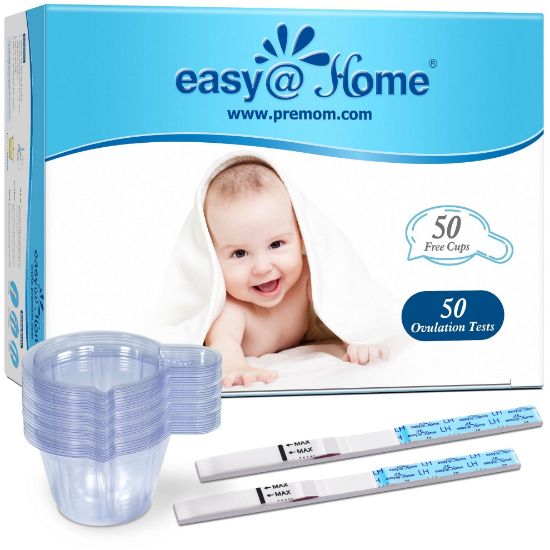 Picture of Easy@Home Ovulation Test Predictor Kit : Accurate Fertility Test for Women (Width of 5mm), Fertility Monitor Test Strips, 50 LH Strips with 50 Urine Cups