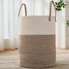 Picture of JMvicyroam Large Woven Laundry Basket Hamper,60L Cotton Rope Storage Bin for Blankets,Toys and Clothes,Decorative Tall Nursery Hamper for Living Room,Baby Nursery,Bathroom and Bedroom,Brown