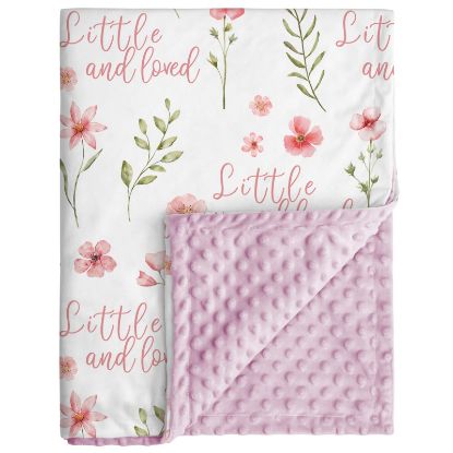 Picture of CIVARUA KIDS Floral Baby Blankets for Girls - Super Soft Nursery Minky Blanket, Newborn Baby Blanket with Double Layer Dotted Backing, Pink Lightweight Bed Throw Blanket, 30 x 40 Inch