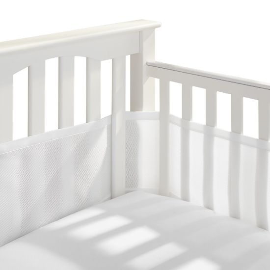 Picture of BreathableBaby Breathable Mesh Liner for Full-Size Cribs, Classic 3mm Mesh, White (Size 4FS Covers 3 or 4 Sides)