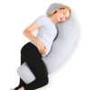 Picture of Momcozy Pregnancy Pillows for Side Sleeping, J Shaped Maternity Body Pillow for Pregnancy, Soft Pregnancy Pillow with Jersey Cover for Head Neck Belly Support, Grey