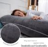 Picture of AMCATON 60 Inch Pregnancy Pillow for Sleeping, Extra Large U Shaped Body Pillow, Maternity Pillow for Pregnant Women with Velvet Cover (Dark Grey)