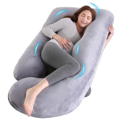 Picture of Wodsfay U-Shaped Pregnancy Pillow for Sleeping, Full Body Support for Back, HIPS & Belly - 57 Inch Maternity Pillow with Machine Washable Cover | Maternity Essential