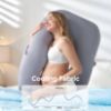 Picture of Momcozy Pregnancy Pillow with Cooling Cover, Dreamlign U Pro Maternity Pillow with Adjustable Leg Pillow - Support for Back, HIPS, Belly, Legs for Pregnant Women, 50-72 Inch Full Body Pillow, Grey