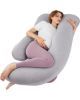 Picture of ZZZhen Pregnancy Pillow for Sleeping, G Shaped Maternity Pillow - 56 Inch with Grey Microfiber Removable Cover, Multi- Use and Support Back, Hips, Legs, Belly for Pregnant Women Sleeping