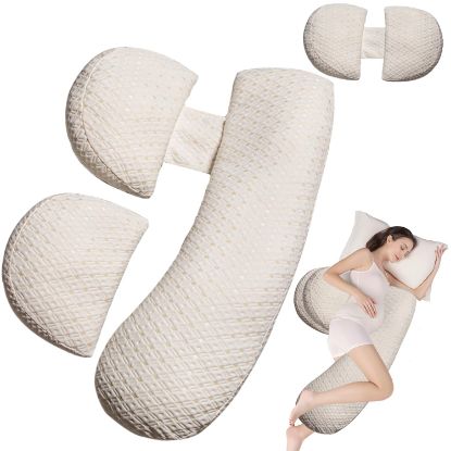 Picture of YZCCtixi Pregnancy Pillow - Full Body Maternity Support for Back & HIPS, Soft Sleeping Pillow with Removable Cover, Comfort for Side Sleepers and Pregnancy
