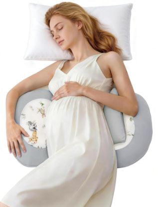 Picture of PATPAT Pregnancy Pillow for Sleeping, Maternity Pillow with Removable Cooling Cover, Support for Back, Belly and Hips, Portable Travel Wedge Pillow for Pregnant Women with Adjustable Small Pillow