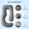 Picture of Sasttie Cooling Pregnancy Pillow Cover, 57-inch U Shaped Pregnancy Pillow Case, Fits 55 to 57 Inch Maternity Pillow, Grey (No Pillow Insert)