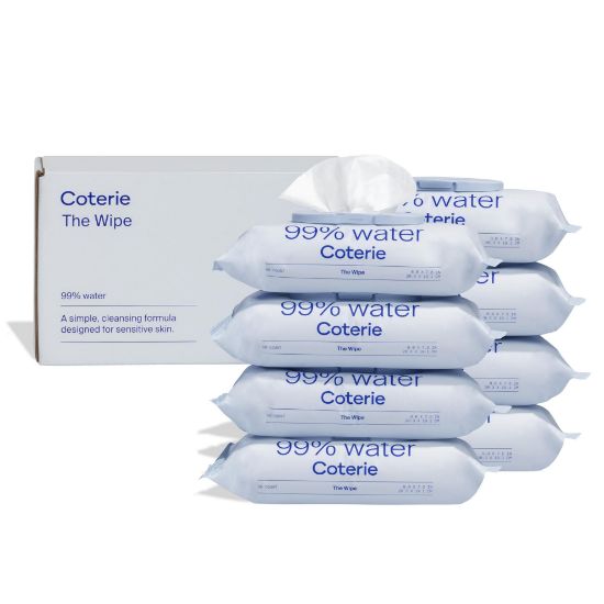 Picture of Coterie Baby Wipes, 8 Pack, 448 Count, Unscented Wipes, 99% Purified Water, Plastic-Free & Plant-Derived Fibers, Fragrance Free Hypoallergenic Sensitive Skin Baby Essentials, Clean Ingredients