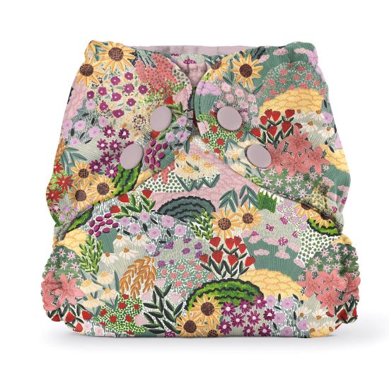 Picture of Esembly Cloth Diaper Cover - Reusable Swim Diaper, Waterproof, Breathable - Adjustable Outer Layer Over Absorbent Inner for Blowout Protection - Botanic Garden, Size 1 (7-17lbs)