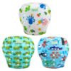 Picture of wegreeco Reusable Swim Diapers,Baby & Toddler Snap One Size Adjustable Reusable Baby Swim Diaper (Diving, Ocean, Turtle, Large, 3 Pack)