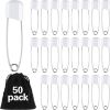 Picture of 50 Pieces Diaper Pins Safety 2.2 Inch Plastic Head Cloth Diaper Nappy Pins with Locking Closures Stainless Steel with Velvet Bag(White)