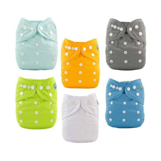 Picture of ALVABABY Baby Cloth Diaper 6 Pack with 12 Inserts One Size Cloth Diaper Covers Adjustable Washable Reusable for Baby Girls and Boys