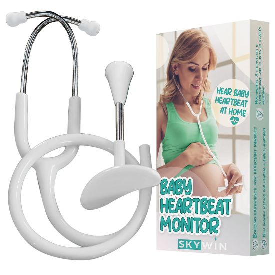 Picture of Skywin-Fetal Heartbeat Monitor, Fetoscope Heart Beat Monitors for Pregnancy Detection - 24 Weeks, Baby Heartbeat Monitor Pregnancy, At Home Fetal Heartbeat Monitor with the Stethoscope (White)