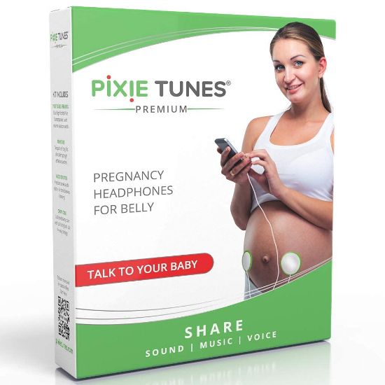 Picture of Pixie Tunes Premium Award-Winning Baby Bump Headphones; #1 Pregnancy Speakers to Play Music, Sound and Talk to Your Baby, White